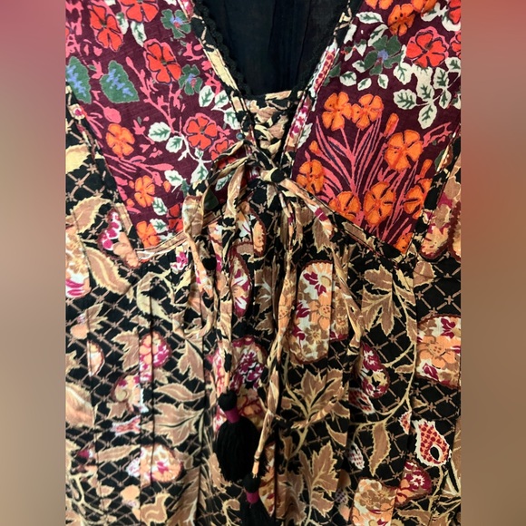 By Anthropologie Ruffled Tunic Dress Black Motif Short Sleeve Mini Size L - Picture 9 of 11